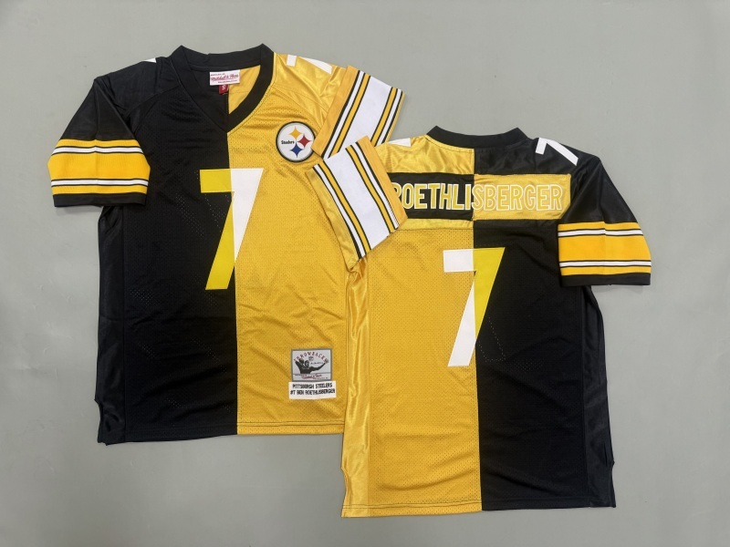 Men 2025 Pittsburgh Steelers #7 Roethlisberger black yellow Throwback Limited NFL Jersey style 001->pittsburgh steelers->NFL Jersey